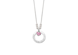 Mama Naamketting van Zilver met Roze Hart - Names4ever