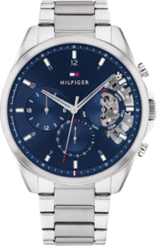 Tommy Hilfiger Zilverkleurig Heren Horloge met Open Wijzerplaat