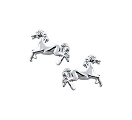Rennend Paard Oorknoppen van Zilver