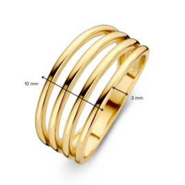 Excellent Jewelry Geelgouden Ring met Vier Slanke Stroken