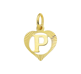 Hartvormige Alfabet Letter P Hanger van Geelgoud