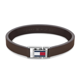 Tommy Hilfiger Bruine Plat Leren Heren Armband TJ2790430