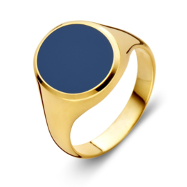 Excellent Jewelry Geelgouden Zegelring met Blauwe Lagensteen