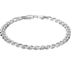 Geslepen Gourmet 5,0 mm Schakelarmband van Zilver | Lengte 20 cm