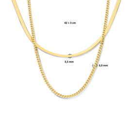 Zilveren Verguld Multi-collier 3,5 mm 42 + 3 cm