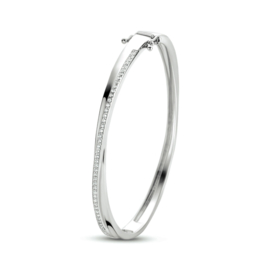 Zilveren Zirkonia Bangle armband met Scharniersluiting