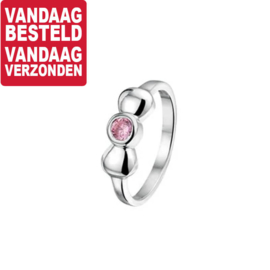 Ring voor Kinderen met Bolle Strik en Roze Zirkonia / Maat 12,5