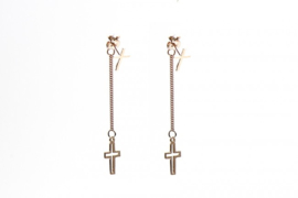 Rosegold Plated Silver Hanging Cross van Karma