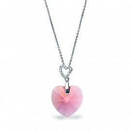 Tender Heart Roze Glaskristallen Ketting van Spark Jewelry
