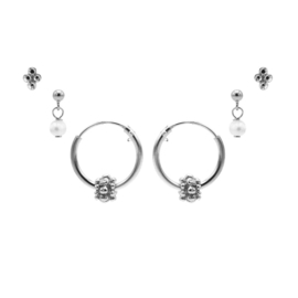 Karma Jewelry – Zesdelige Pretty Pearls Earparty Set - Zilver