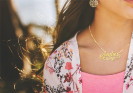 Names4ever Amber Stijl Gouden Naamketting