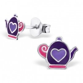 Paarse Theepot Kinderoorbellen - Children's earring