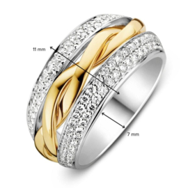 Excellent Jewelry Witgouden 11mm Ring met Twist Geelgouden Strook