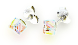 Gekleurde Glaskristallen Kubus Oorstekers van Spark Jewelry