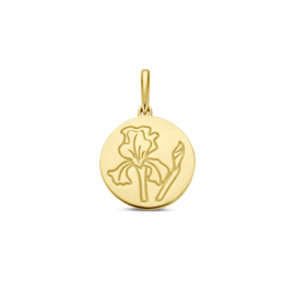 Gouden Hanger met Gegraveerde Geboortebloem Februari – Iris