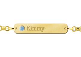 Kimmy Bar Armband van Goud met Naam en Geboortesteen > Names4ever