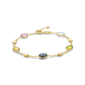 14K Geelgouden Armband met Kleurstenen 5,5 mm 17 - 19 cm