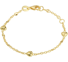 Geelgouden Schakelarmband met Hartvormige Bedels voor Kids