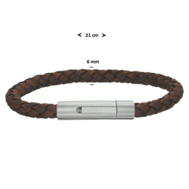 Gevlochten Bruin Lederen Armband met Handige Sluiting