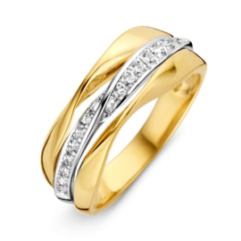 Excellent Jewelry Bicolor Gevouwen Ring met Zirkonia’s