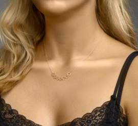 Gouden Collier met Meerdere Zeshoekige Plaatjes