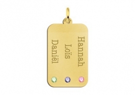 Gouden Dog Tag met Drie Geboortestenen Names4ever