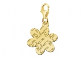 Names4ever Charm-Bloembedel met Naampatroon / Goud GNB20