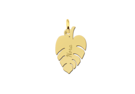 Names4ever Minimalistische Gouden Bladvormige Naamhanger GMNH007