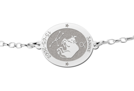 Zilveren Armband met Ovaalvormige Stier Sterrenbeeld Naamhanger > Names4ever