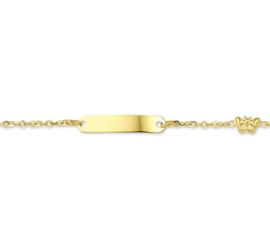 Armband van Massief Goud met Vlinder en Graveer Plaatje | 9 – 11  cm