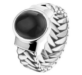 Zilveren Ring met Onyx Steen | Ringmaat 19,8