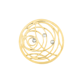 Goudkleurige Cirkel Munt met Zirkonia’s van MY iMenso