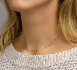 Schakelcollier van Zilver met Rhodium