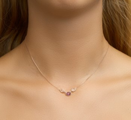 Roségoudkleurig Collier van Zilver met Amethist en Kwarts Edelstenen