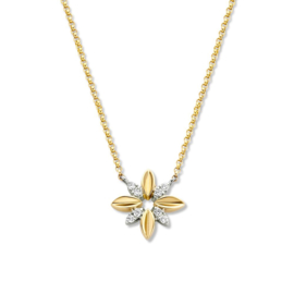 Excellent Jewelry Collier met Bloem Hanger met Diamanten