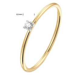 Gouden Dames Ring met Kleurloze 0,05crt Diamant