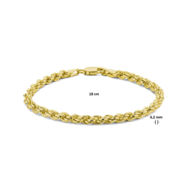 Zilveren Vergulde Armband met Koord 4,2 mm | Lengte 18 cm