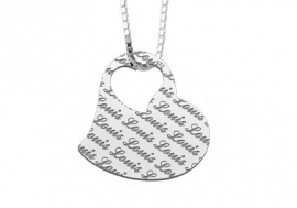 Names4ever Zilveren Hart Ketting met Naampatroon ZNH22