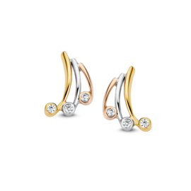 Excellent Jewelry Tricolor Oorstekers met Zirkonia’s