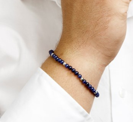 Lapis Lazuli Armband van Edelstaal | Lengte 18,5 + 3 cm