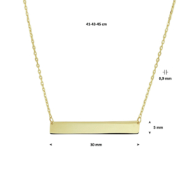 14K Geelgouden Ketting met Graveerplaatje 30 mm