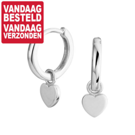 Zilveren Oorringen met Hartvormige Hanger