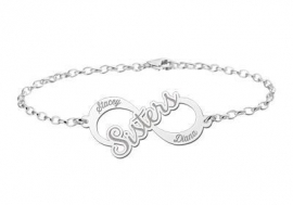 Names4ever Sisters Infinity Armband van Zilver - Graveer Sieraad