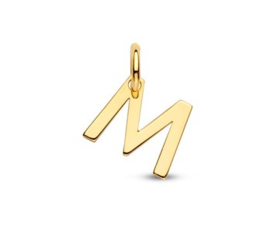 Letter M Hanger in massief 14 Karaat Goud