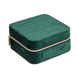 Sieradenbox Vierkant Groen met Goudkleurige Rits Sluiting