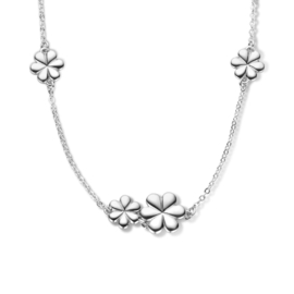 Moeder Dochter | Zilveren Collier met Bloemen voor Dames 40+4 cm