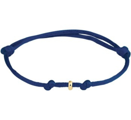 Donkerblauwe Armband van Satijn + Gouden Ringetje