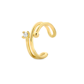 Earcuff met Bolletje en Zirkonia van 14K Geelgoud