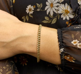 Gouden Gourmet Armband met Grove Schakels voor Dames 5,2 mm 19 cm