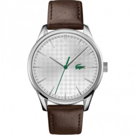 Zilverkleurig Vienna Heren Horloge met Bruin Leder van Lacoste